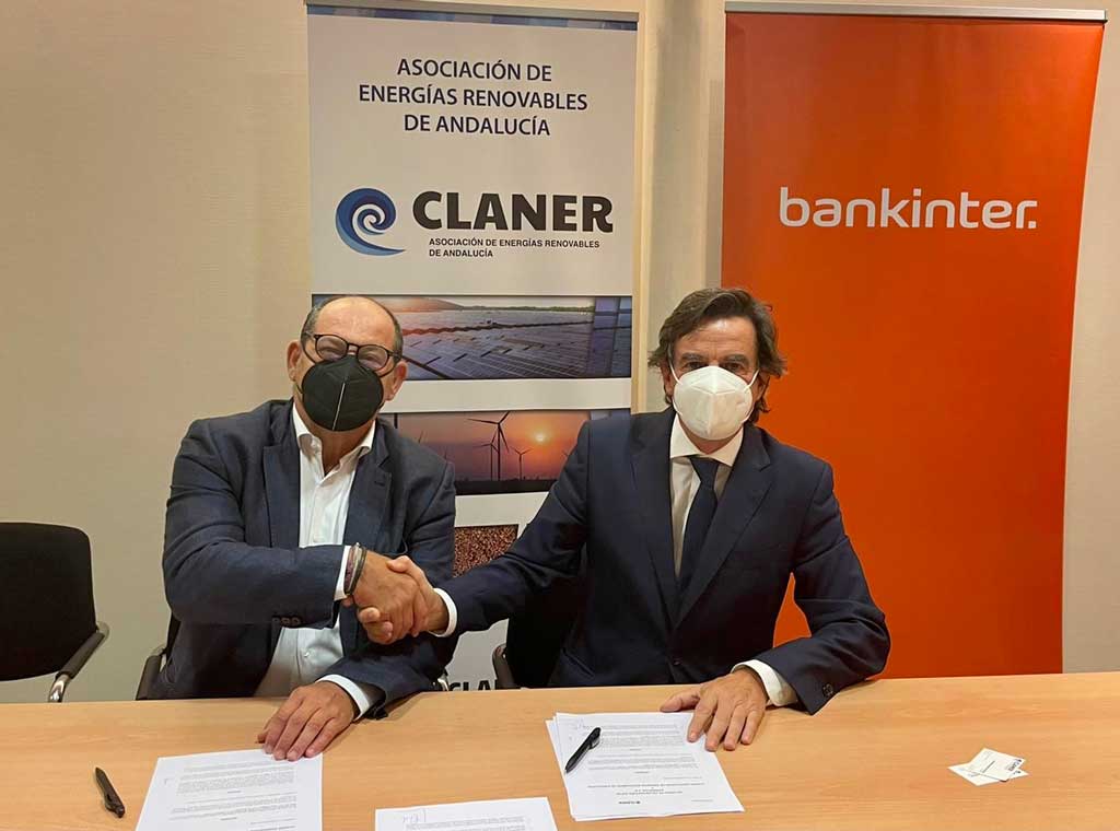 Bankinter y la Asociación de Energías Renovables de Andalucía firman un acuerdo para financiar proyectos de energías renovables en las entidades asociadas 