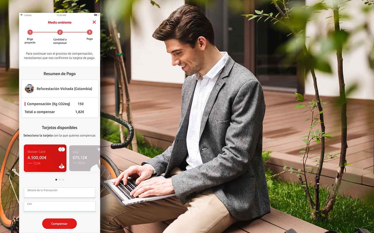 Santander lanza una funcionalidad pionera en su app y web para que los clientes puedan medir su huella de carbono
