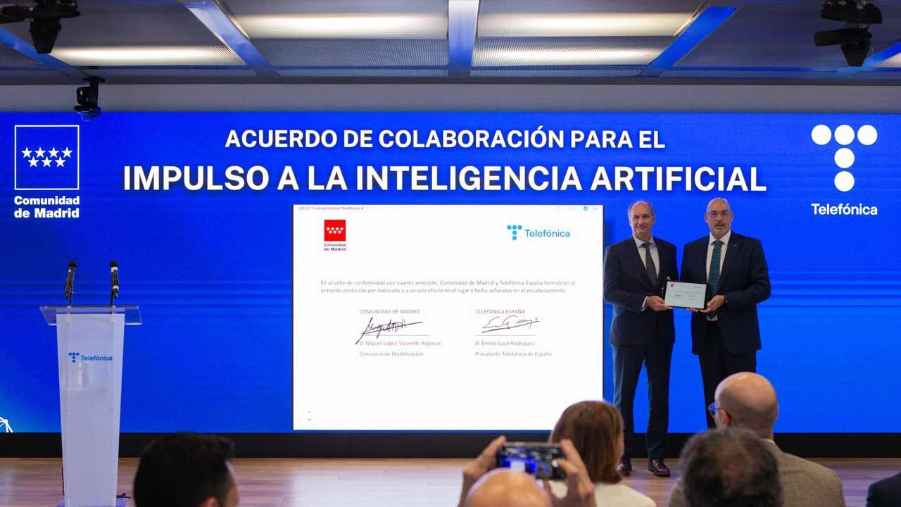 Telefónica España y la Comunidad de Madrid firman un protocolo para impulsar la Inteligencia Artificial en la administración