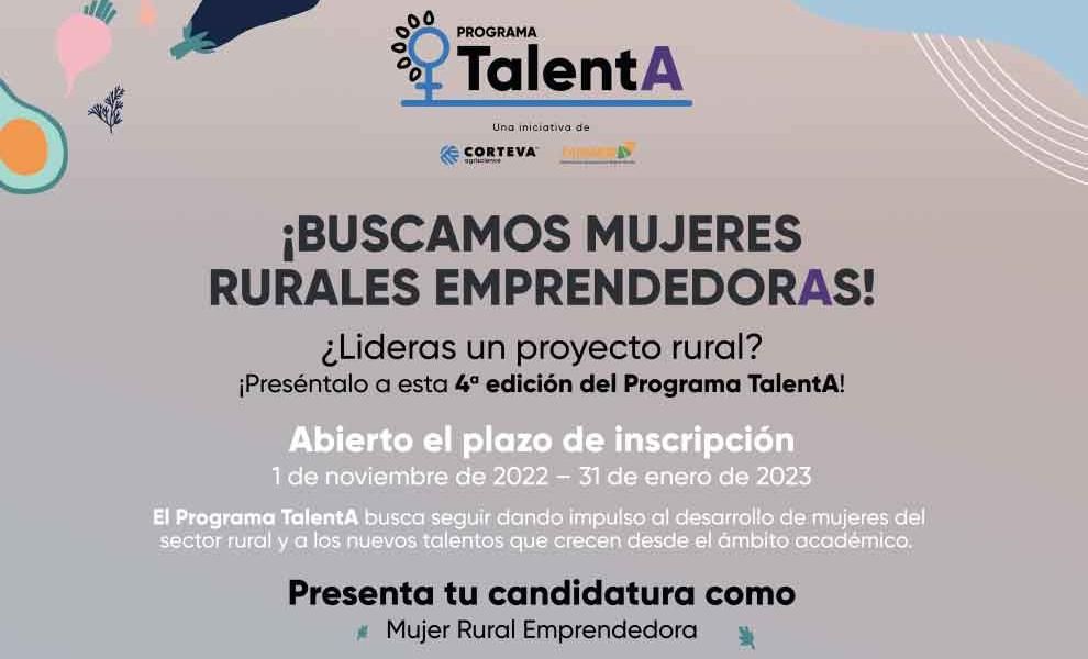 El Programa TalentA abre el plazo de presentación de candidaturas para proyectos de mujeres rurales