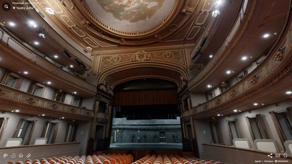 Interior digitalizado del Teatro Jofre con acceso interactivo en 3D