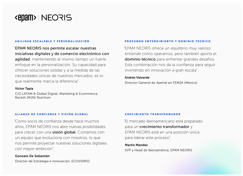 EPAM NEORIS impulsa una transformación digital centrada en el cliente en toda Iberoamérica