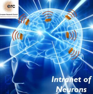 Ilustración del proyecto Intranet of Neurons con chips inalámbricos conectados al cerebro